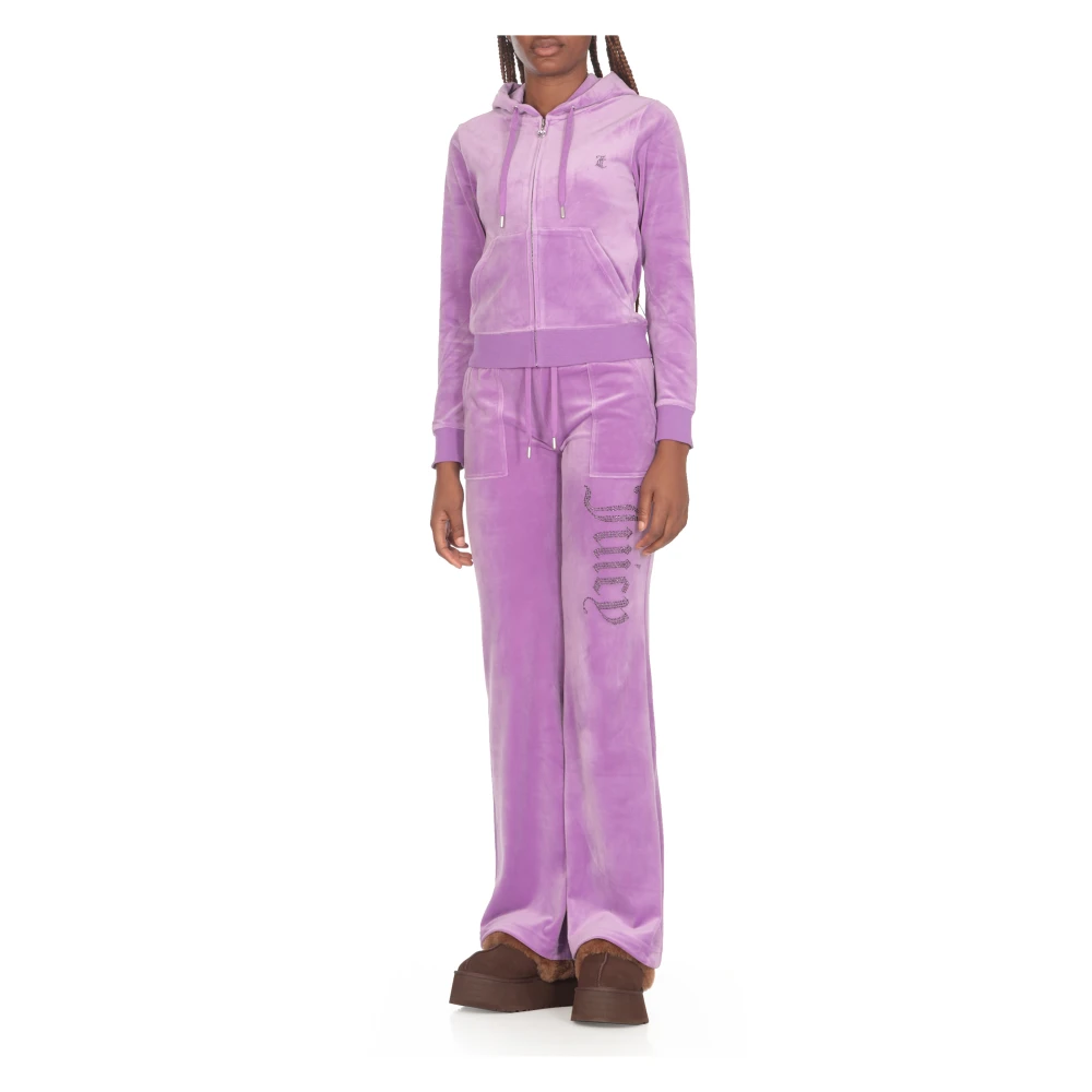 Juicy Couture Paarse hoodie met trekkoorden en strass Purple Dames