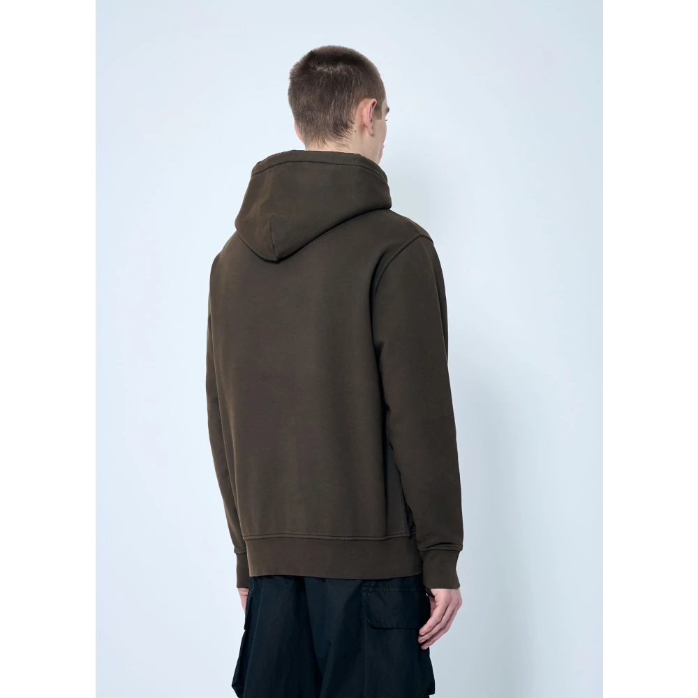 C.P. Company Katoenen Fleece Hoodie met Logo Brown Heren