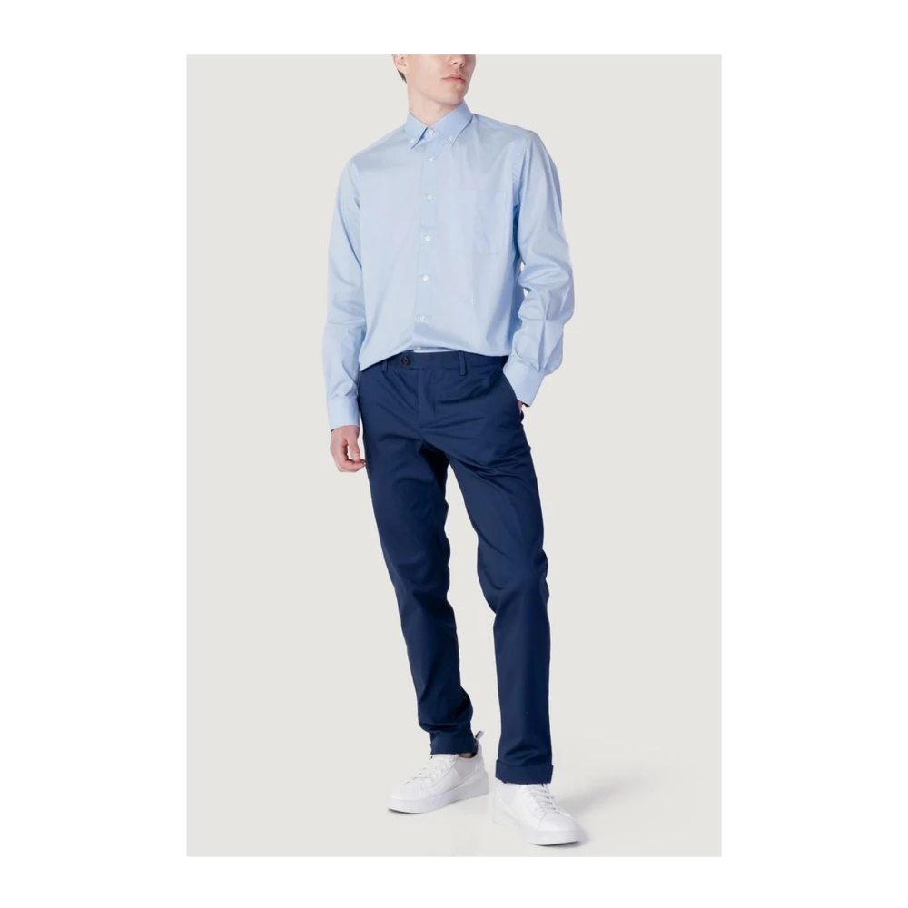 Alviero Martini 1a Classe Blauw Katoenen Lange Mouwen Shirt Lente Zomer Blue Heren