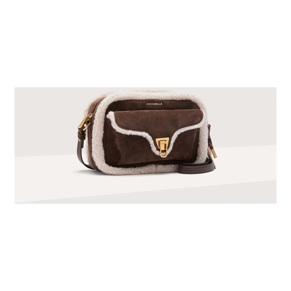 Coccinelle Bruine Suède en Faux Shearling Tas Brown Dames