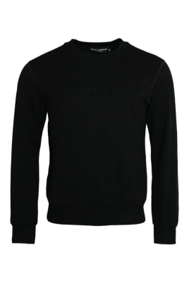Svart Bomull Långärmad Sweatshirt