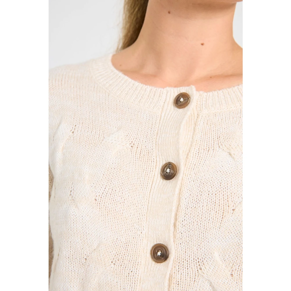 Freequent Moonbean Kabel Gebreide Vest Beige Dames