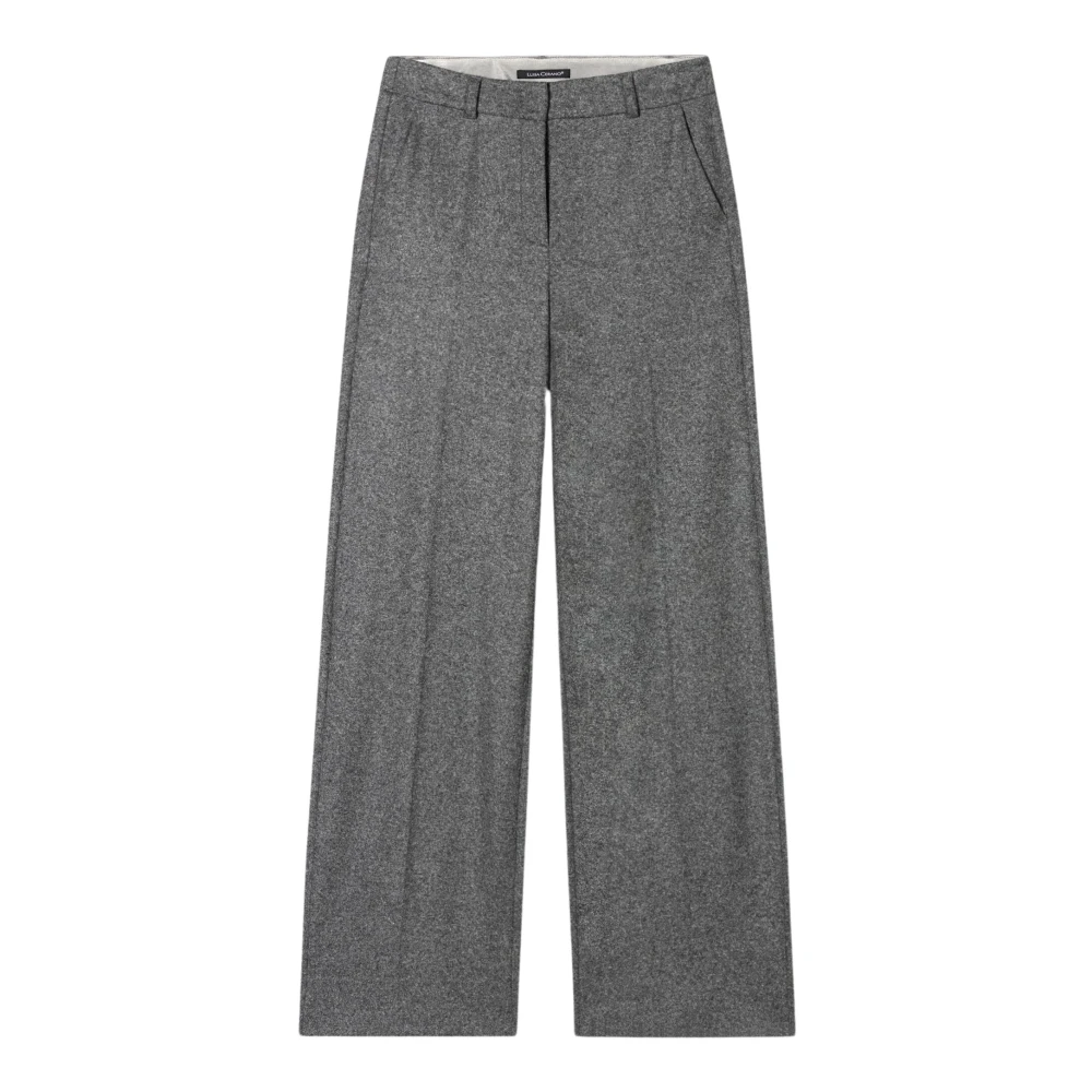 LUISA CERANO Melange Wolflanel Wideleg Broek Gray Dames