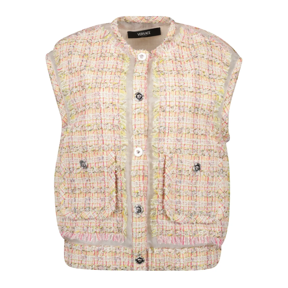 Versace Mouwloos Tweed Vest Lente-Zomer 2025 Pink Dames