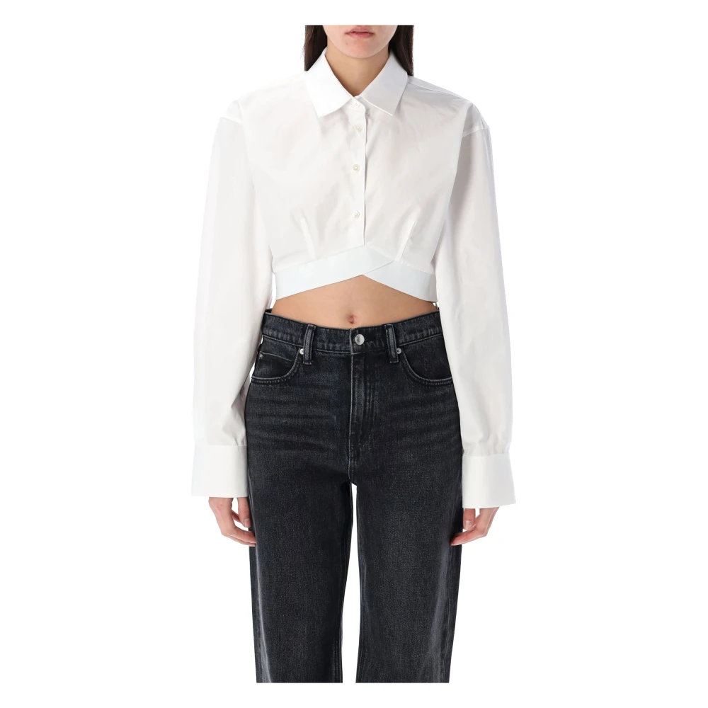 Alexander wang Witte Crop Shirt met Elastische Zoom White Dames