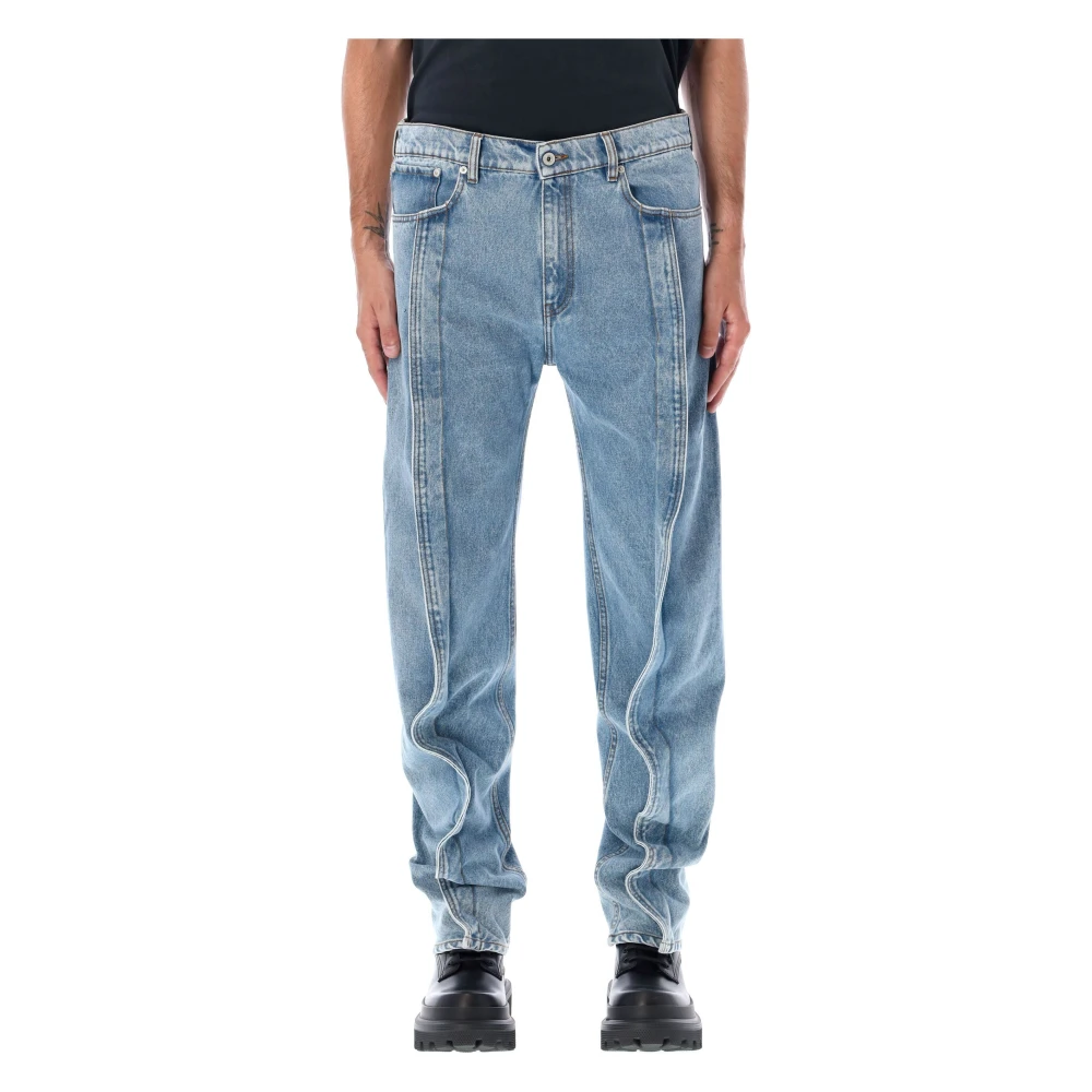 Y Project Blauwe Denim Jeans met Banaan Detail Blue Dames