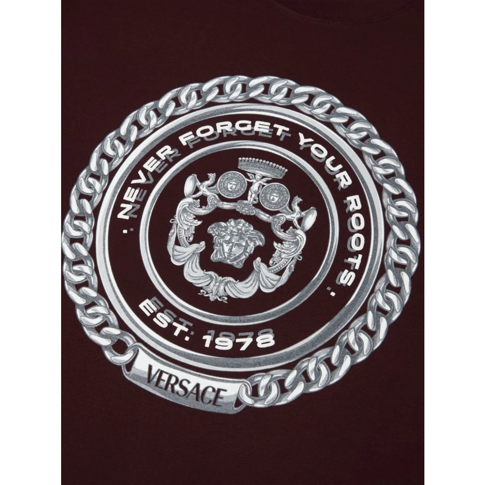 Versace Grafische Print T-shirts met Ronde Hals Brown Heren