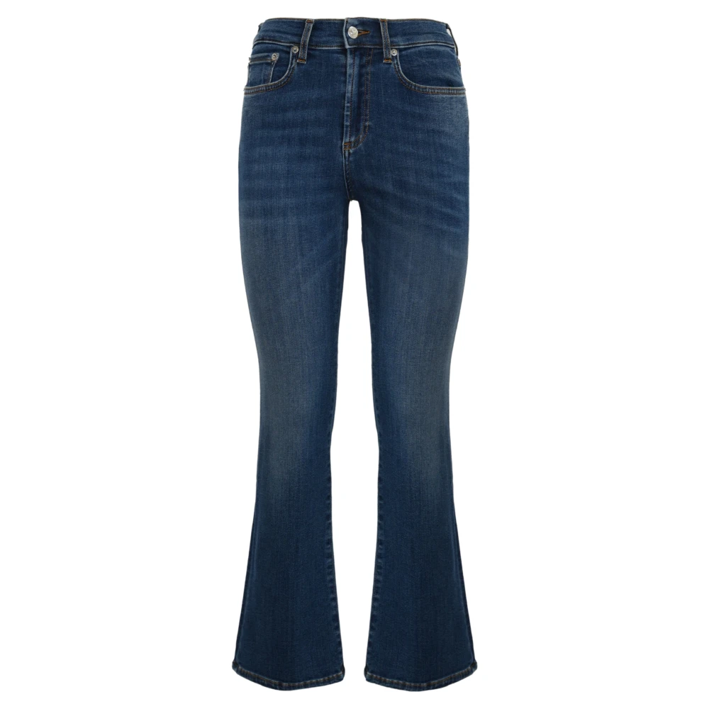 Roy Roger's Slim Fit Bomull Denim Cropped Jeans Blue, Dam