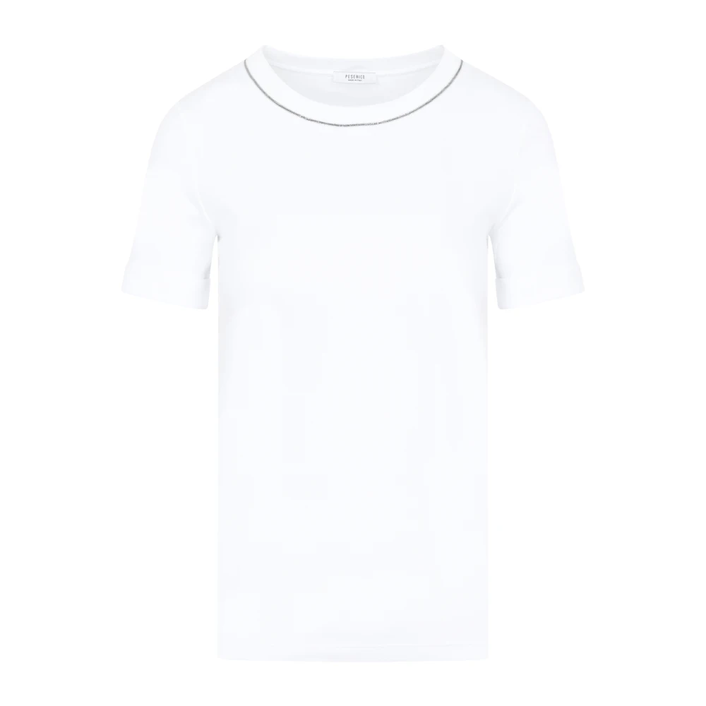 PESERICO Witte Ronde Hals T-Shirt White Dames