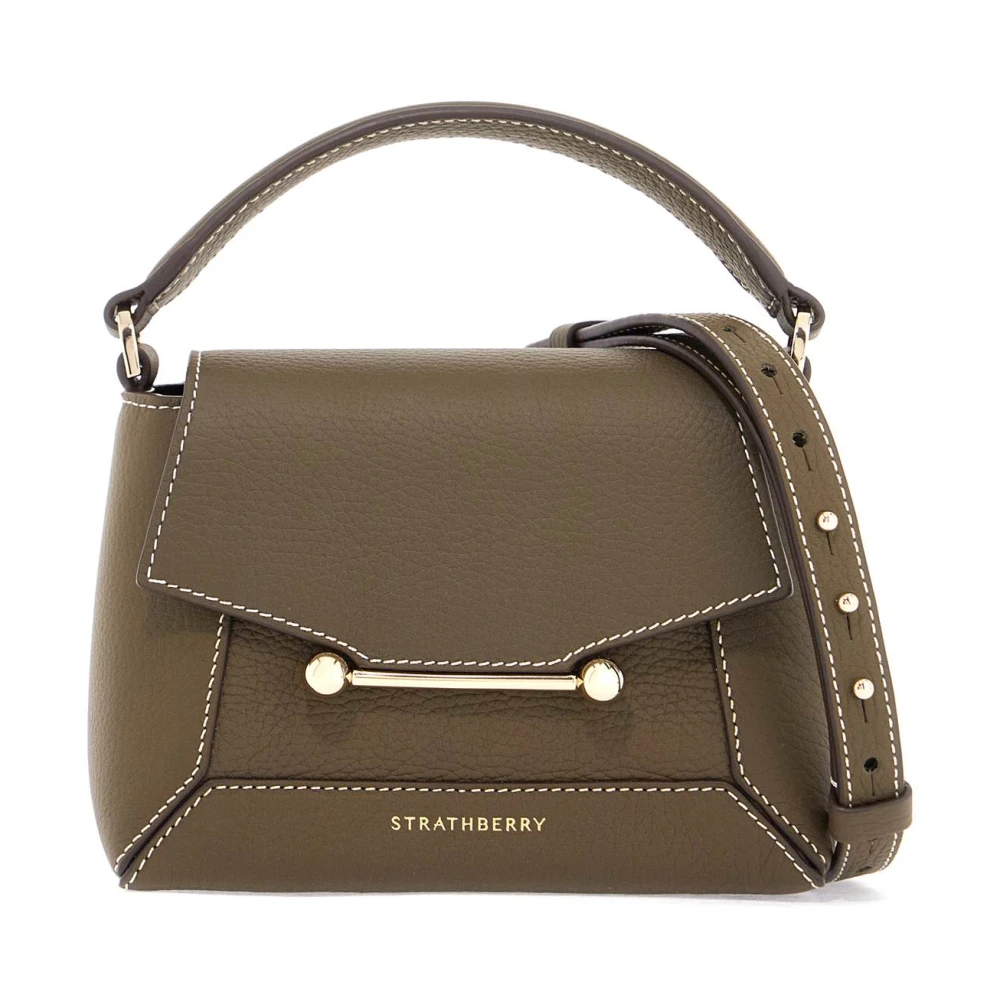 Strathberry Khaki Kalfsleer Mosaic Nano Tas Green Dames