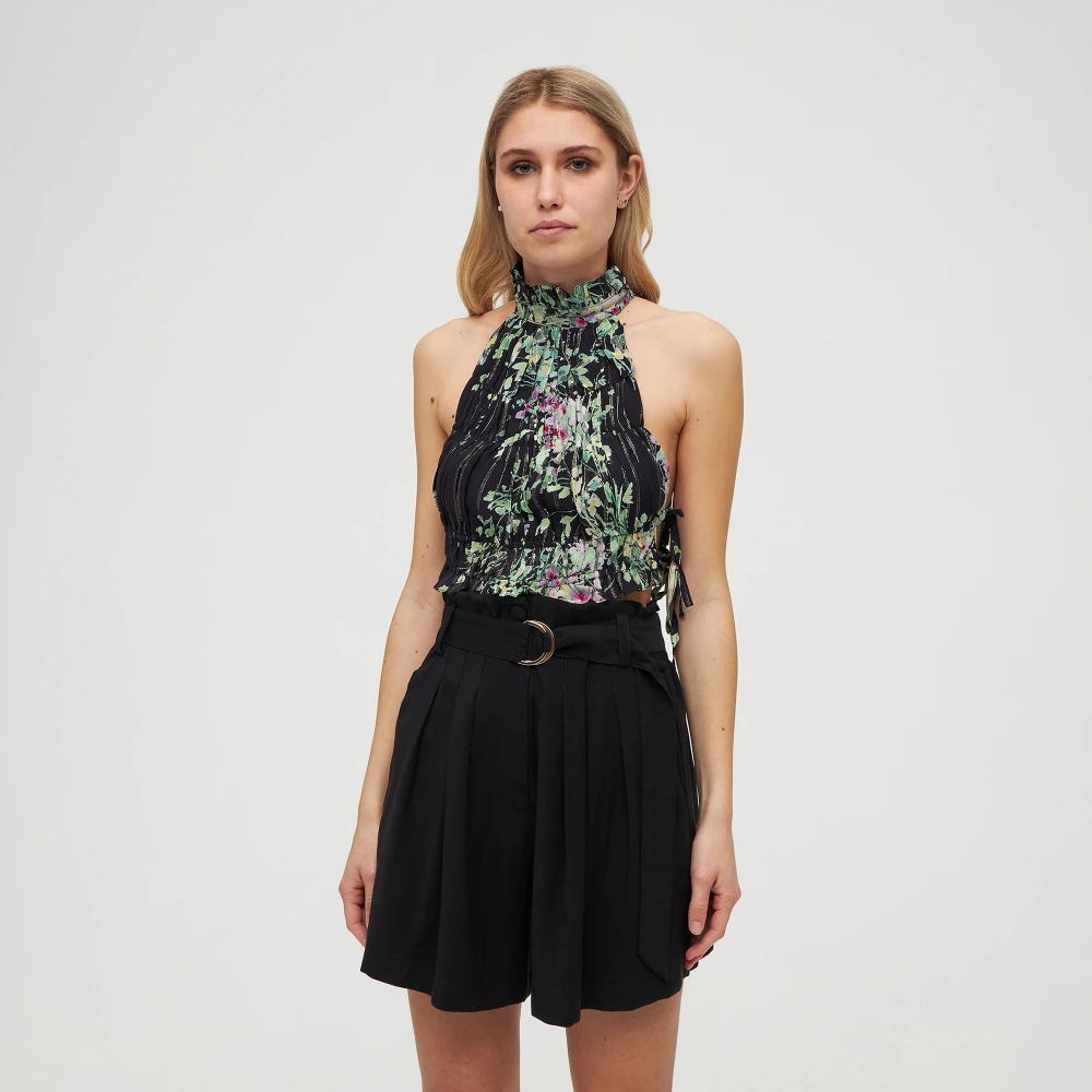 Sabina Musayev Chique en vrouwelijke crop top met verfijnd patroon Black Dames