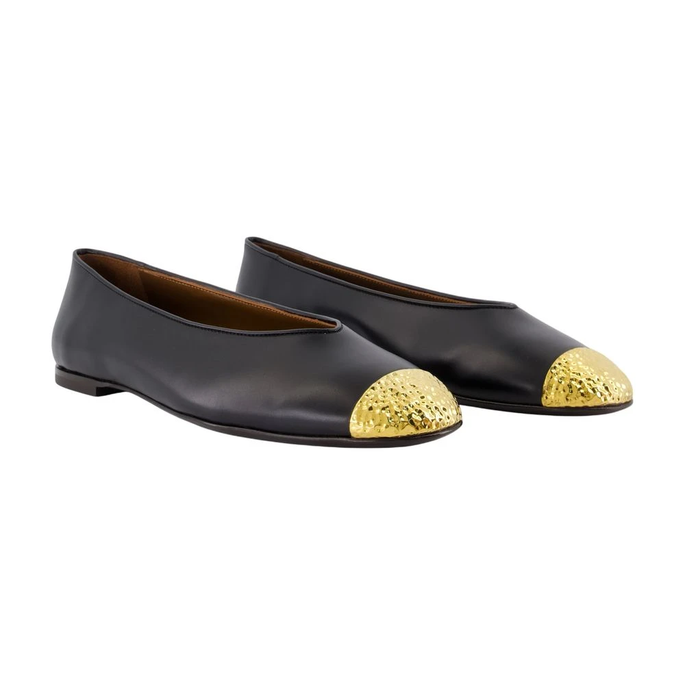 Giuseppe Zanotti Zwarte Leren Ballerina Gladde Kalfshuid
