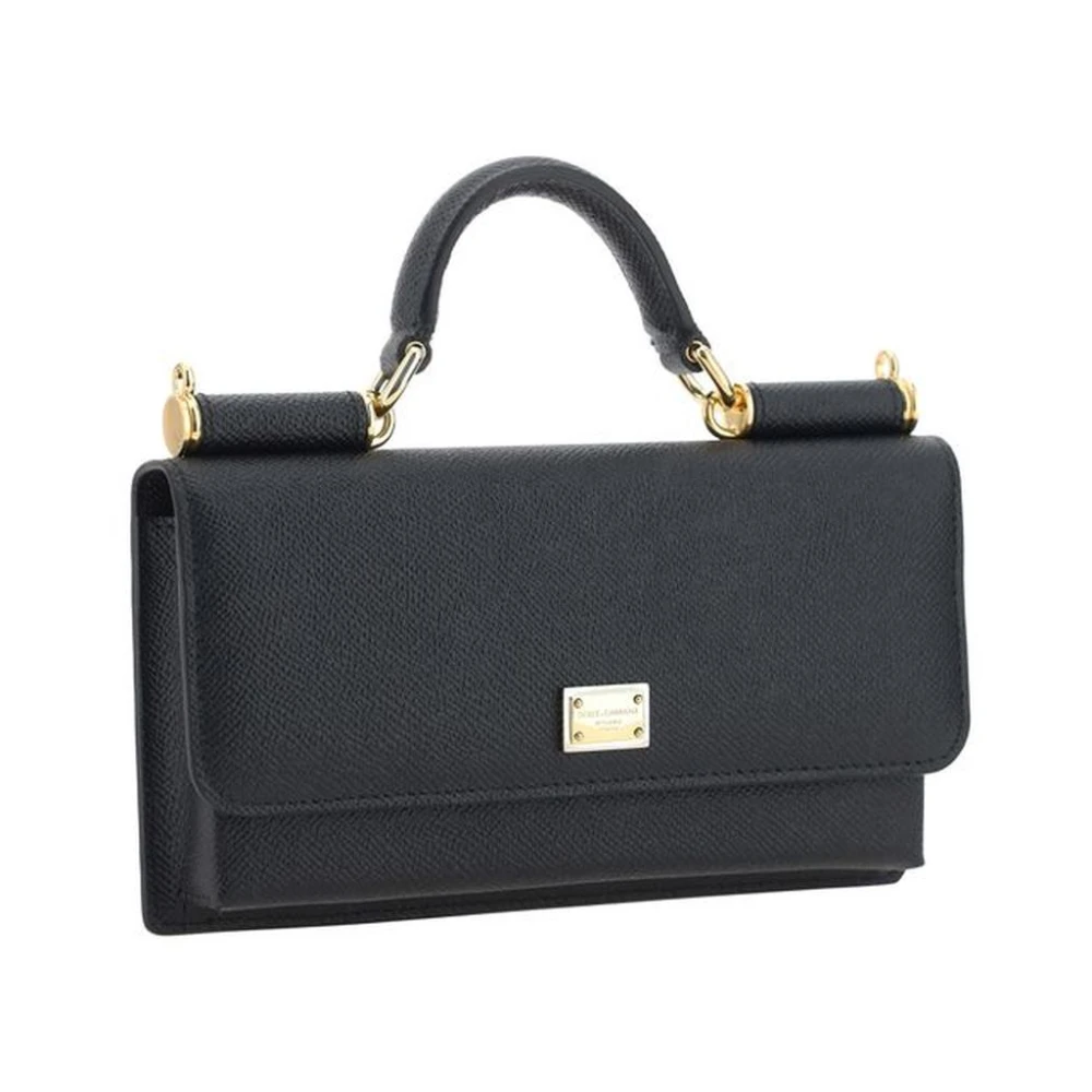 Dolce & Gabbana Micro Kalfsleren Schoudertas met Ketting Black Dames