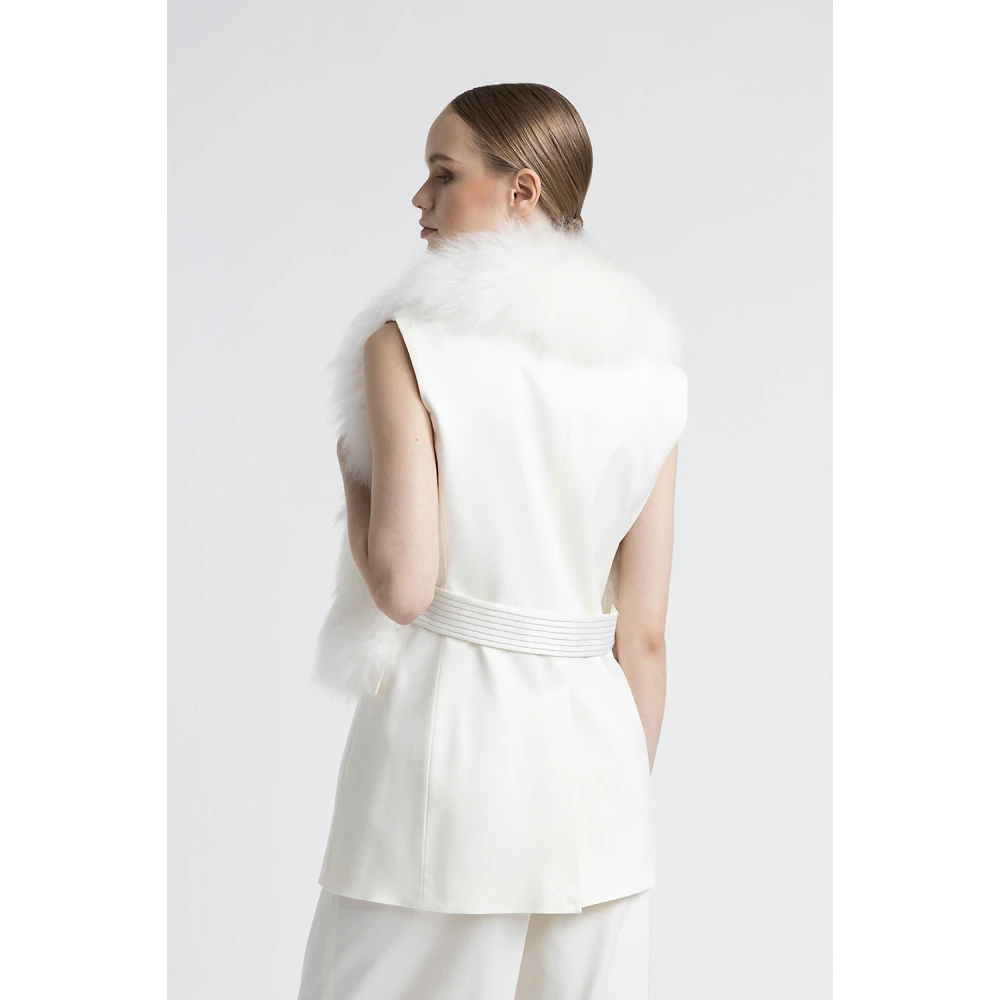 PESERICO Echte kasjmiergeitenbontkraag White Dames