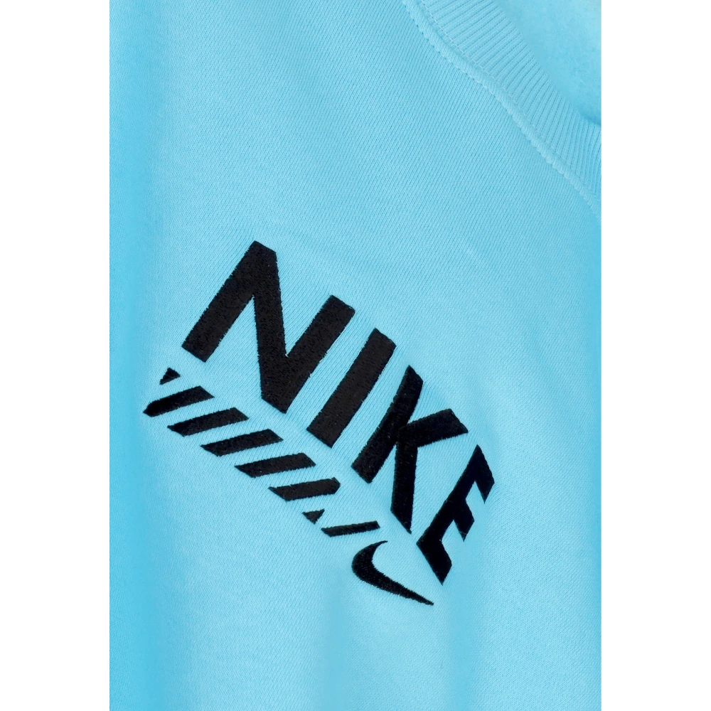 Nike Blauwe Crewneck Fleece Sweatshirt Oversize Fit Blue Dames