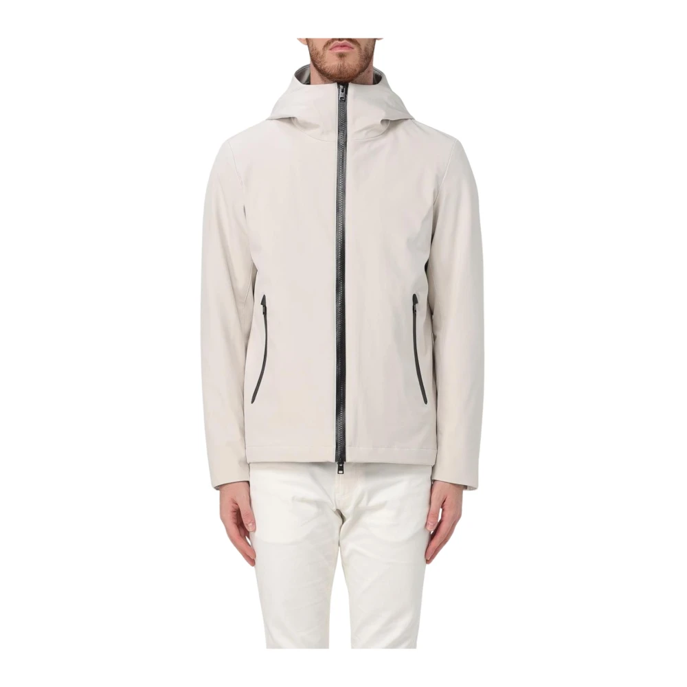 Woolrich Men's Beige Zip-Up Hooded Jacket