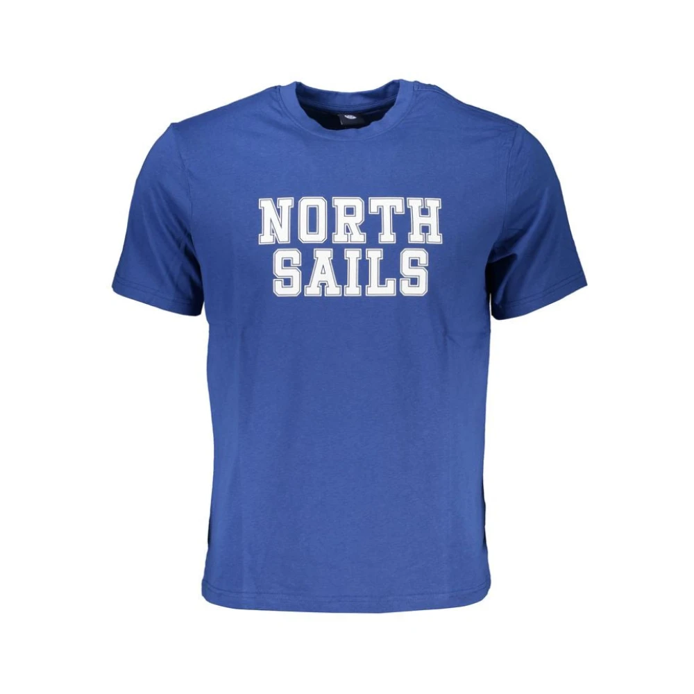 North Sails Blauw Katoen Print Logo T-Shirt Blue Heren