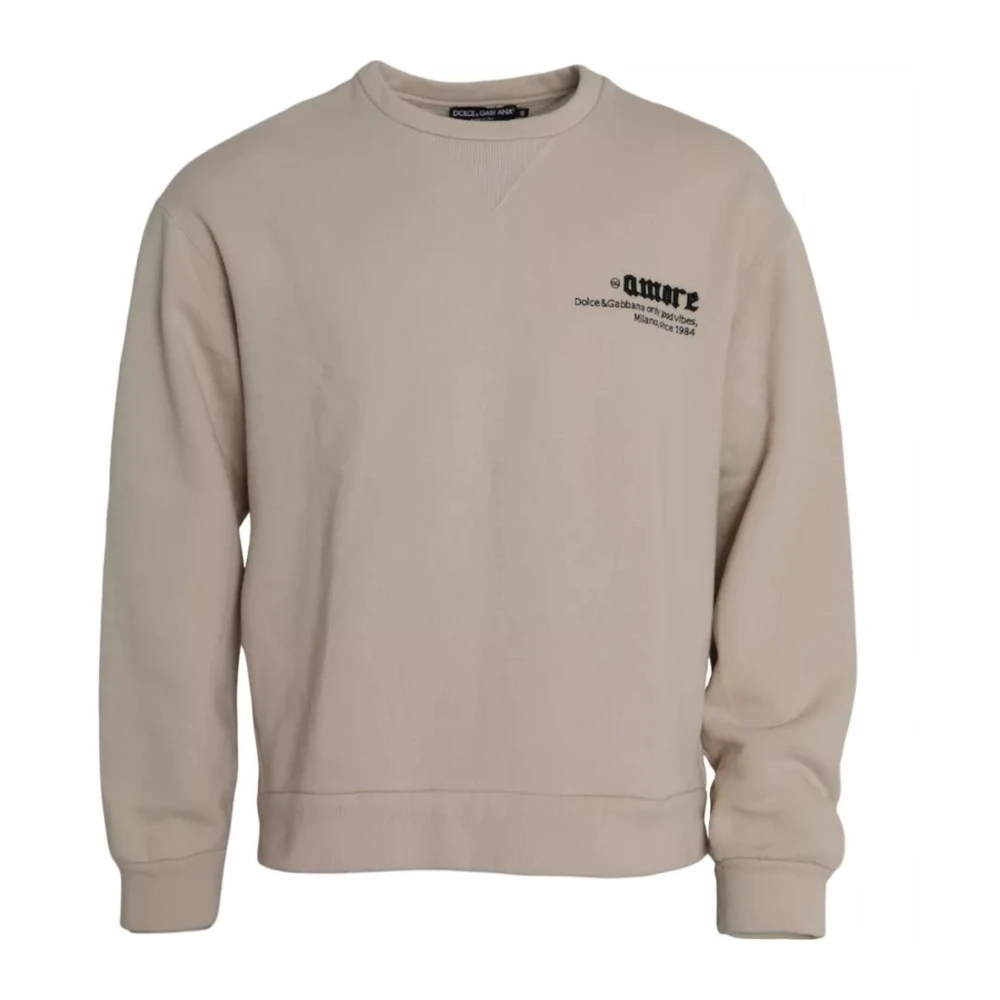 Dolce & Gabbana Sweatshirt met logo details Beige Heren