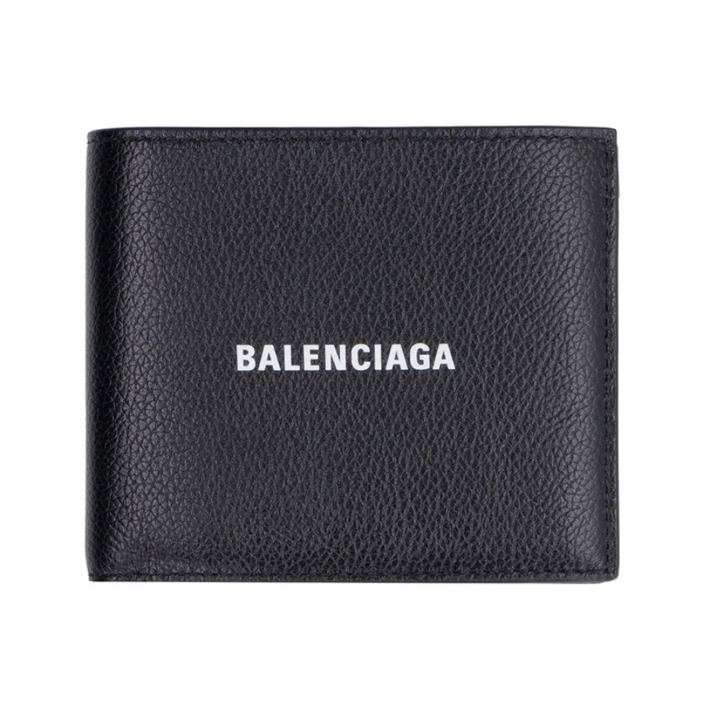 Balenciaga Zwarte leren portemonnee met voldoende opbergruimte Black Heren