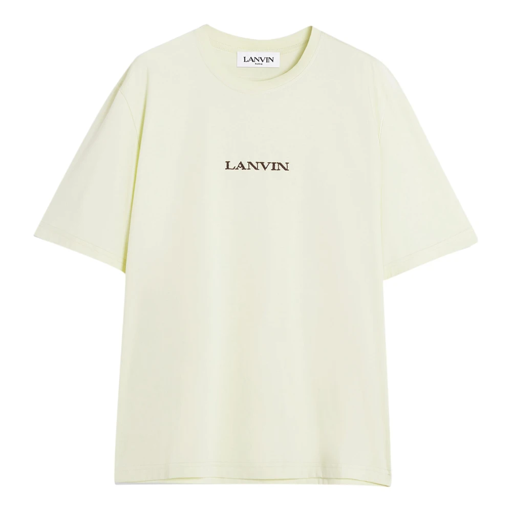 Lanvin Broderad T-shirt för modern man Beige, Herr