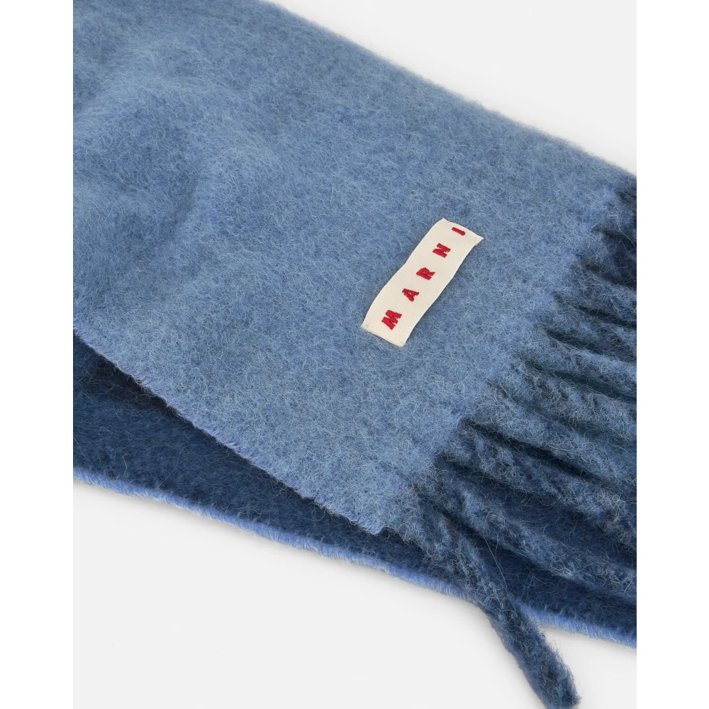 Marni Blauwe Logo Geborduurde Sjaal Blue Heren