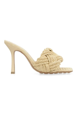 Vävda Raffia Mules med Fyrkantig Tålinje