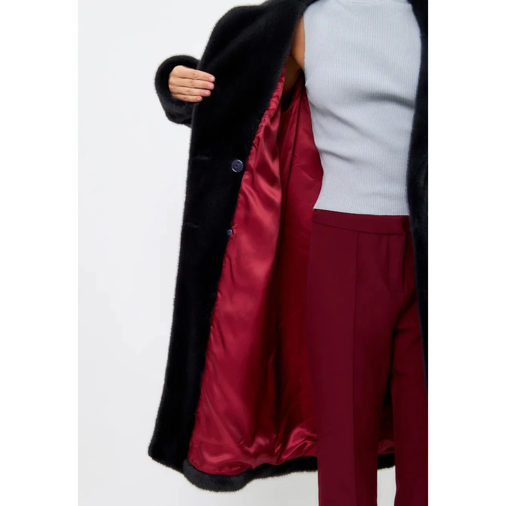 Cesare Gaspari Dubbelknoops Nepbontjas Miriam Zwart Black Dames