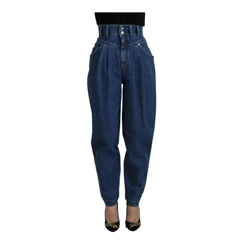 Dolce & Gabbana Blå Högmidjade Bomullsjeans