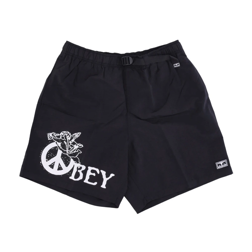 Obey Zwarte Angel Shorts met Verstelbare Riem Black Heren