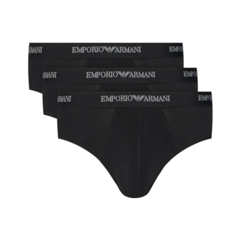 Emporio Armani Men's Black Underpants, S, Three-Pack Of Stretch Jersey Briefs
