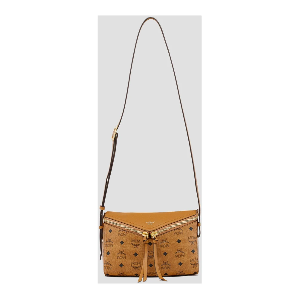 MCM Diamanten 3D Schoudertas in Visetos Leder Mix Brown Dames