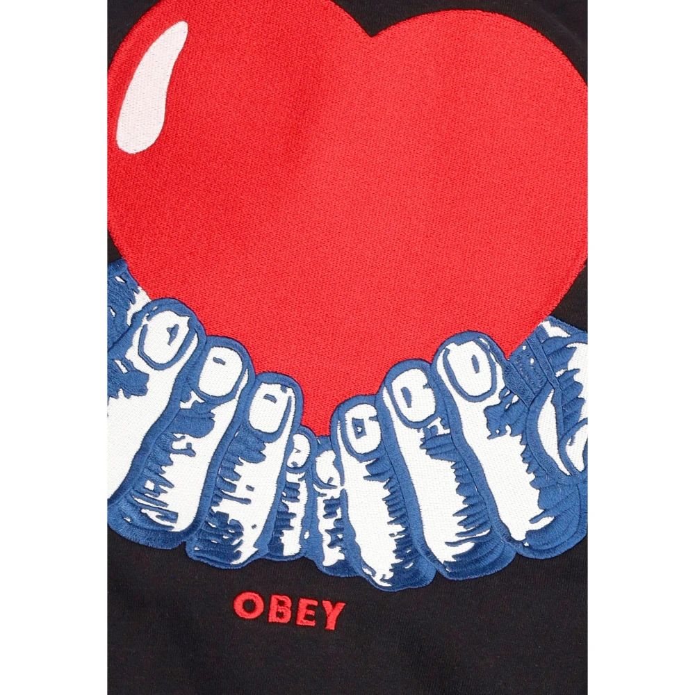 Obey Hart Crew Fleece Sweatshirt Zwart Black Heren