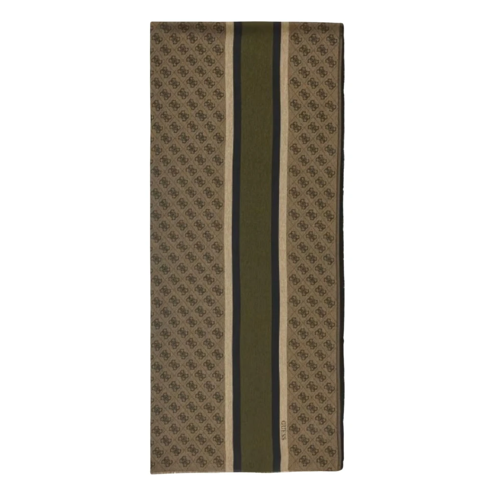 Guess Men's Green Scarves, One Size, Logo Scarf With Fringed Edge