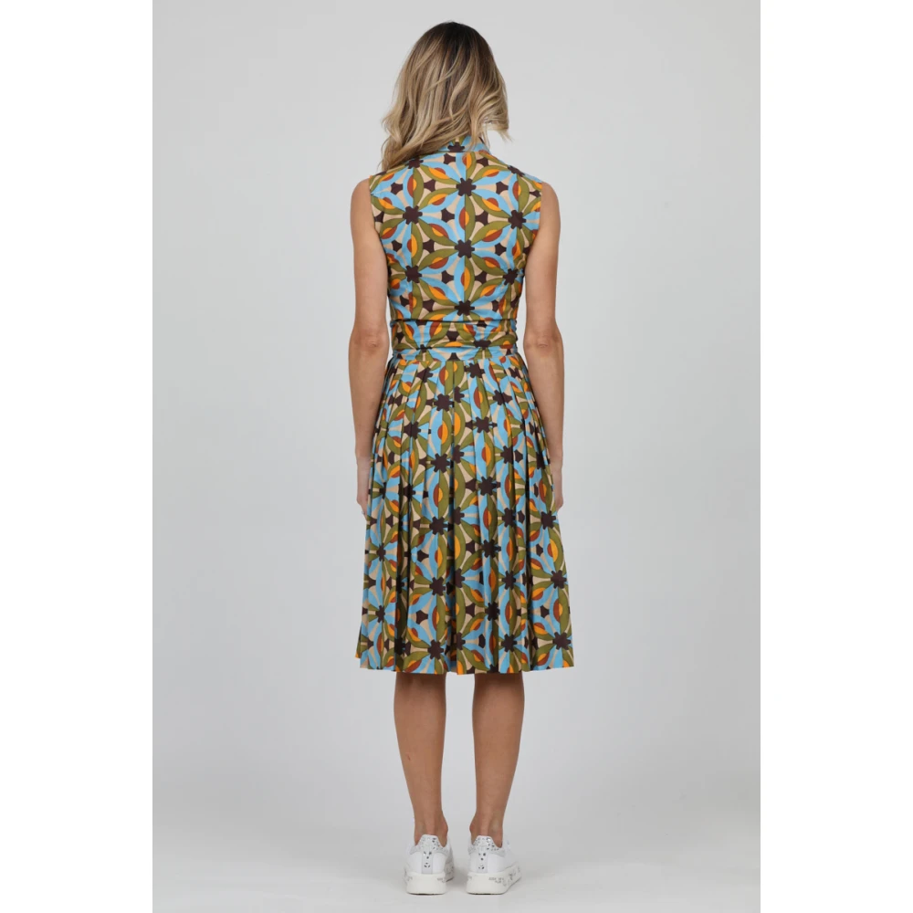 Caliban Mouwloze chemisier jurk met tailleband Multicolor Dames