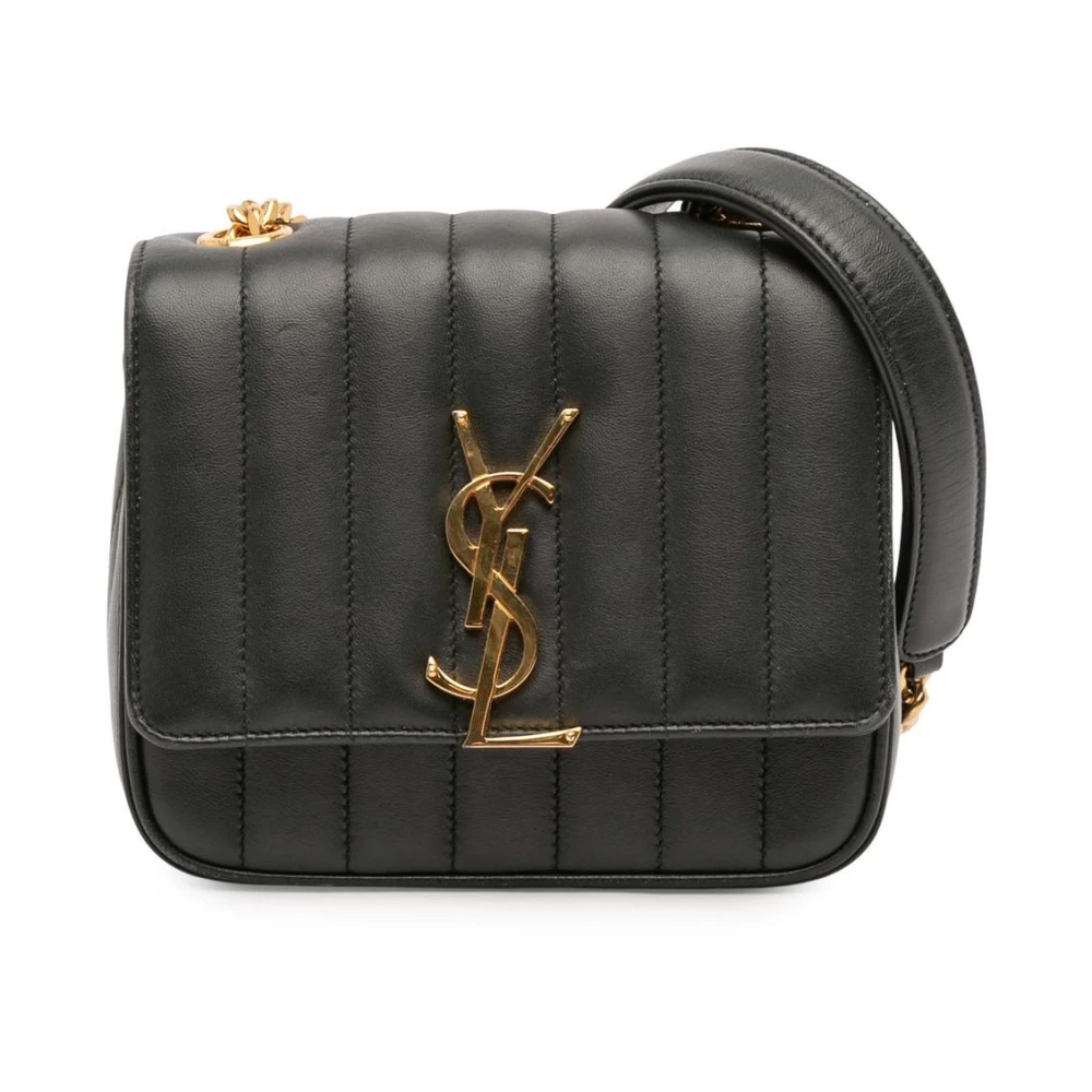 Saint Laurent Vintage Women's Black Pre-Owned Stylish Flap Bag