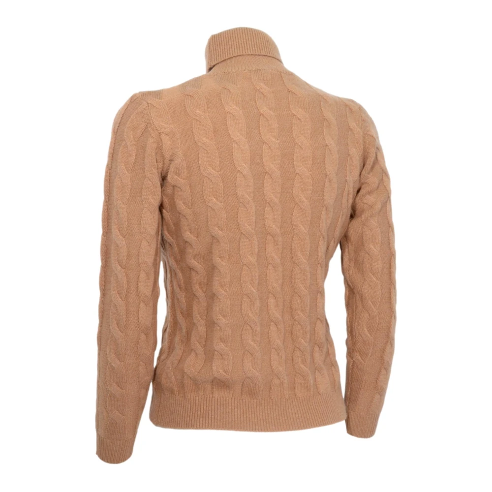 Cashmere Company Gevlochten coltrui in beige kameel Beige Dames