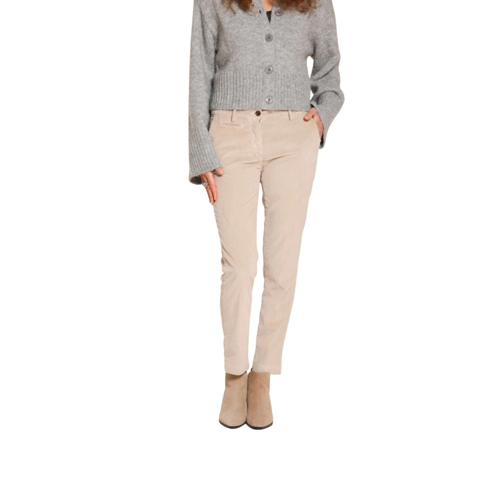 Mason's Women's Beige Corduroy Slim Fit Chino Trousers - Chinos - S - Trousers