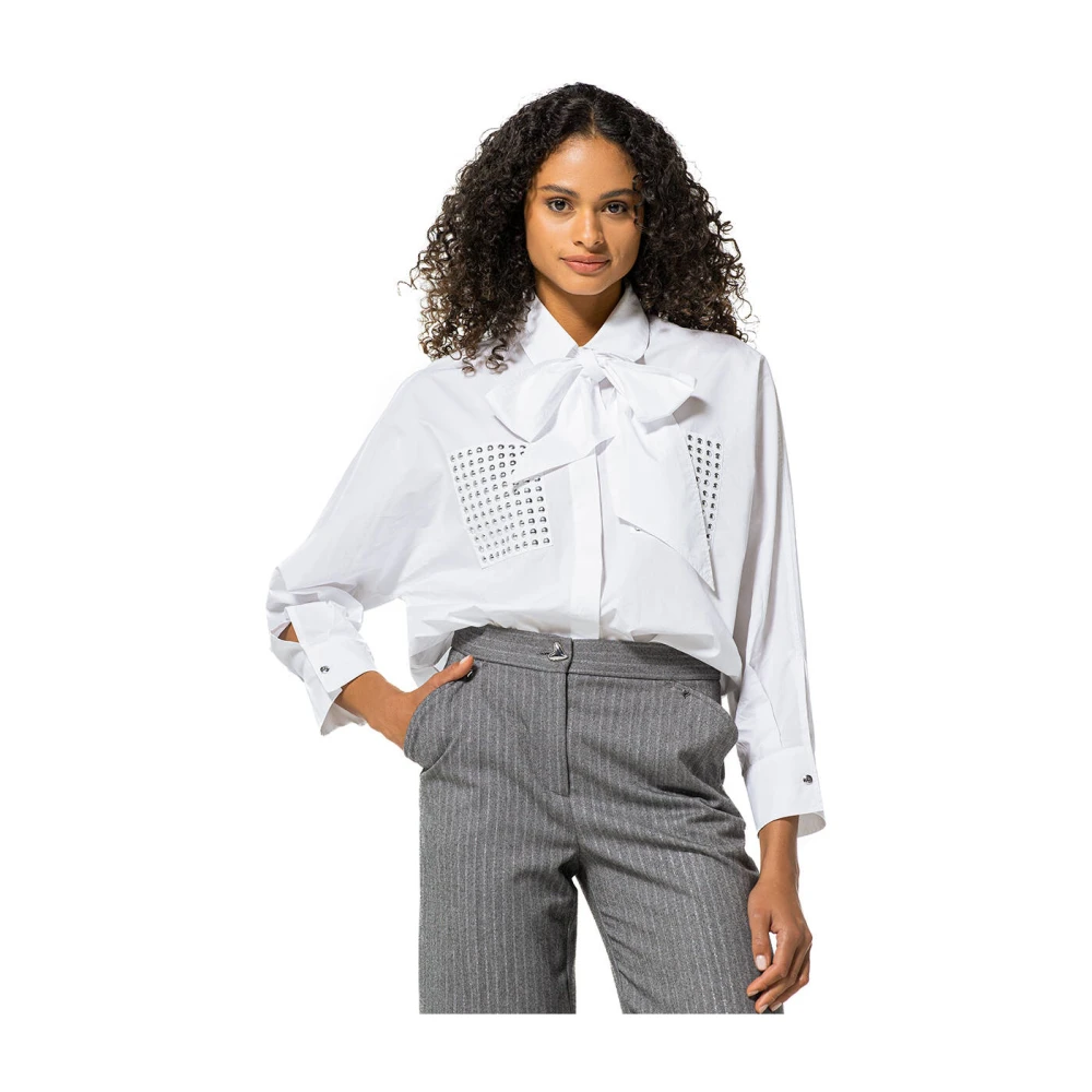 Caroline Biss Stud Detail Katoenen Blouse White Dames