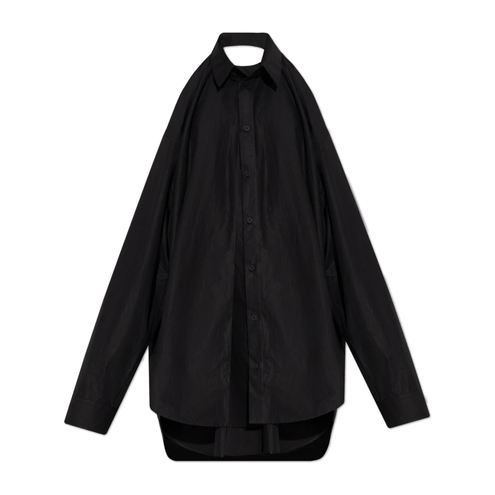 Balenciaga Katoenen overhemdjurk met Cut-Out detail Black Dames