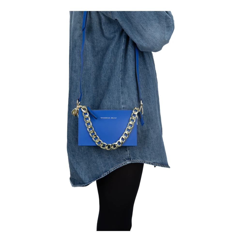 Tosca Blu Dames Schoudertas met Rits Blue Dames