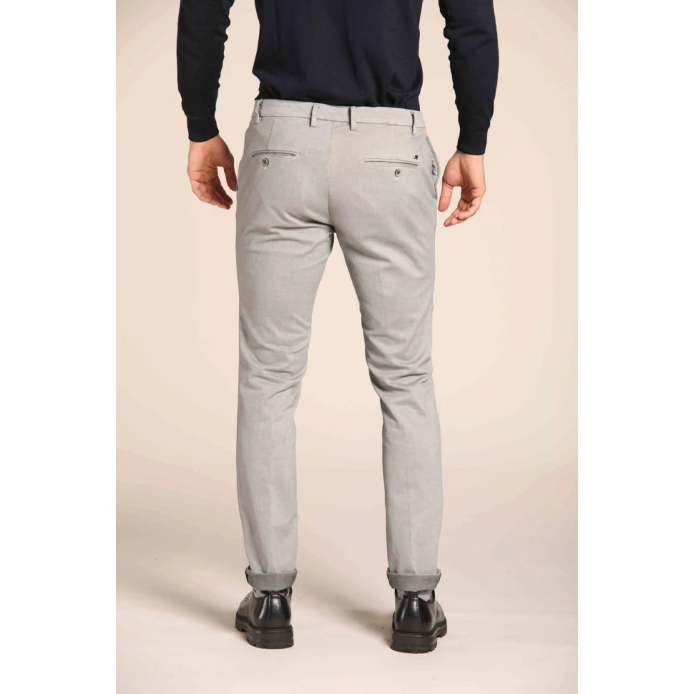 Mason's Slim Fit Katoenen Chino Broek met Micro Patroon Gray Heren