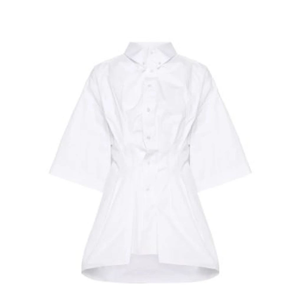 Maison Margiela Women's White Oversized Shirt With Wrinkled Effect - Shirts - Xs - Blouses & Shirts
