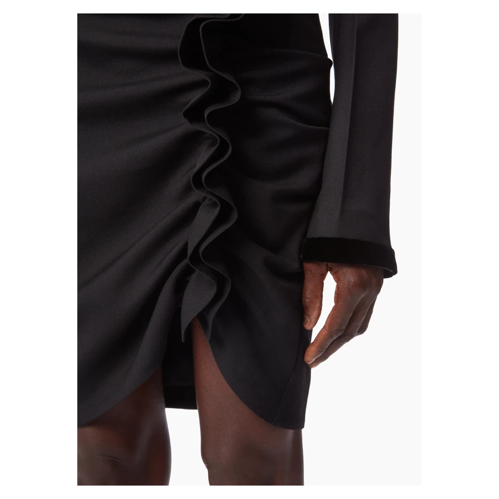 Nina Ricci Zwarte Gedrapeerde Midi Rok Black Dames