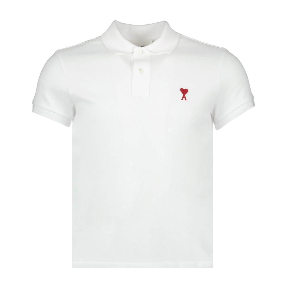 Ami Paris Hjärtvän Polo Tröja Unisex White, Herr