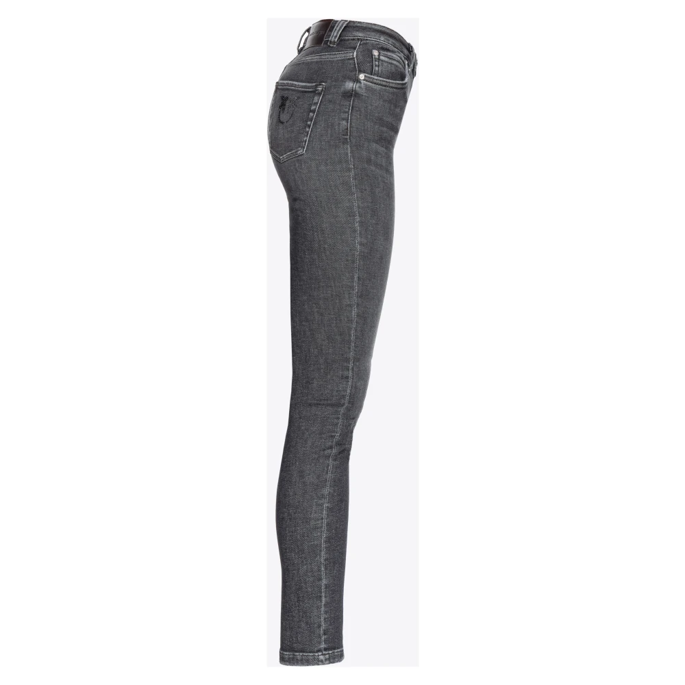 pinko Vintage Grijs Skinny Love Birds Jeans Gray Dames