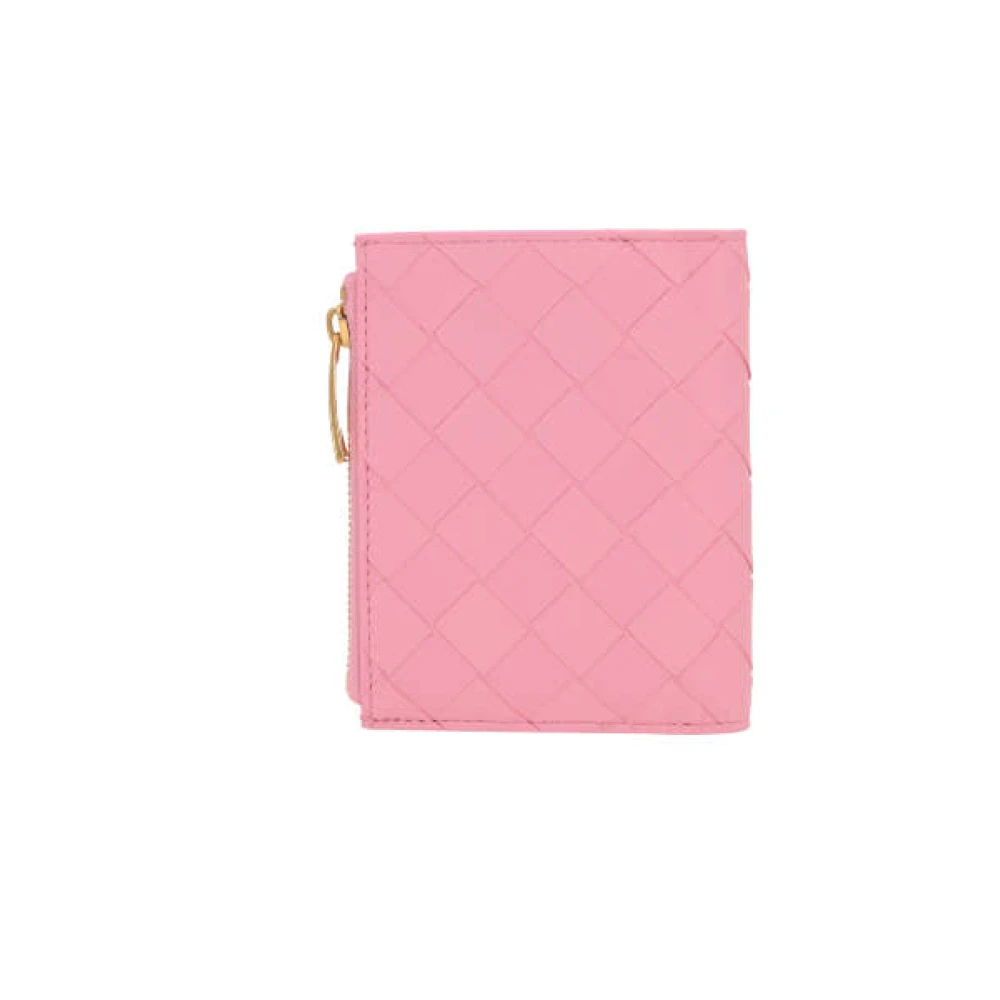Bottega Veneta Compacte leren portemonnee met Intrecciato-motief Pink Dames