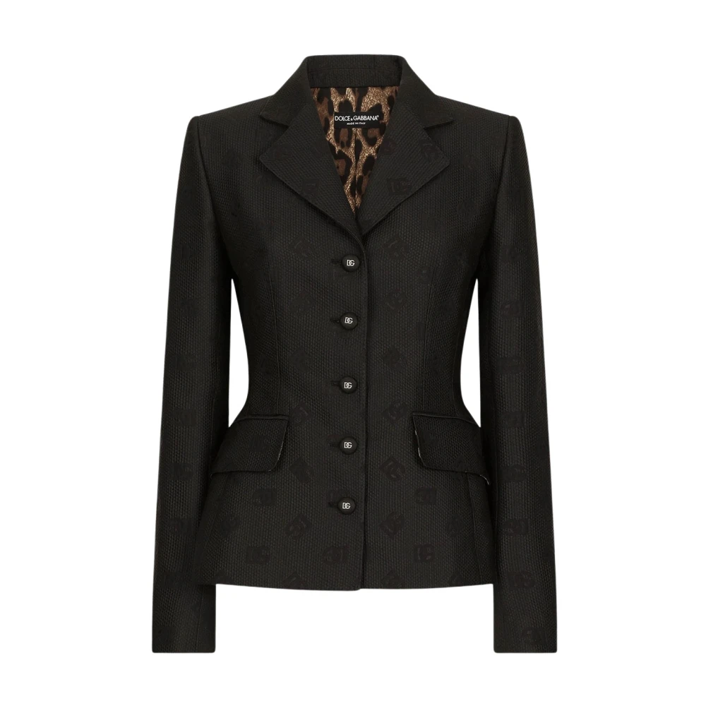 Dolce & Gabbana Women's Black Blazers, Xl, Quilted Jacquard Dolce Jacket With Dg Logo