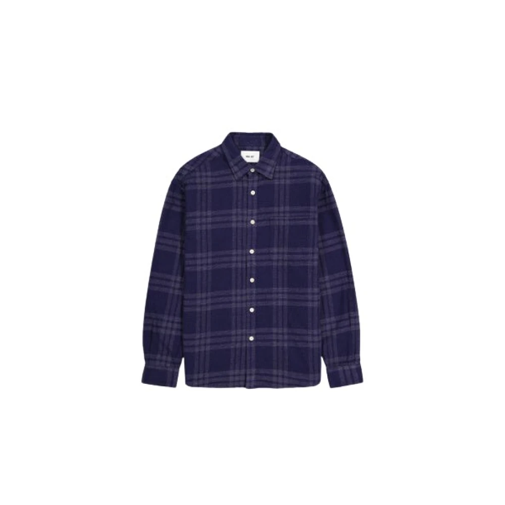 Nn07 Navy Check Flanel Twill Overhemd Blue Heren