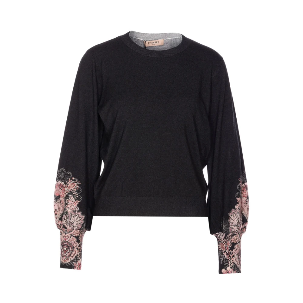 Twinset Women's Black Round-Neck Knitwear, L, Knitted Jumper