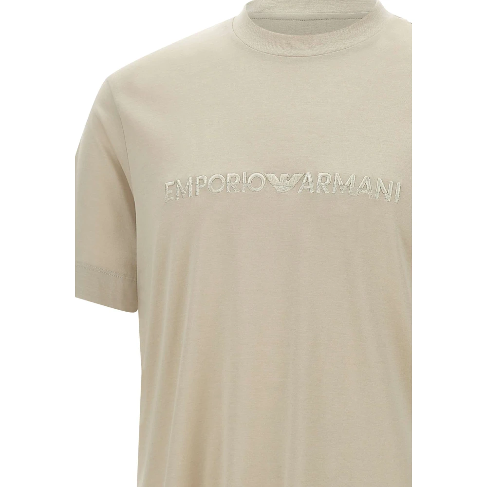 Emporio Armani Maxi Logo Beige T-shirt Beige Heren